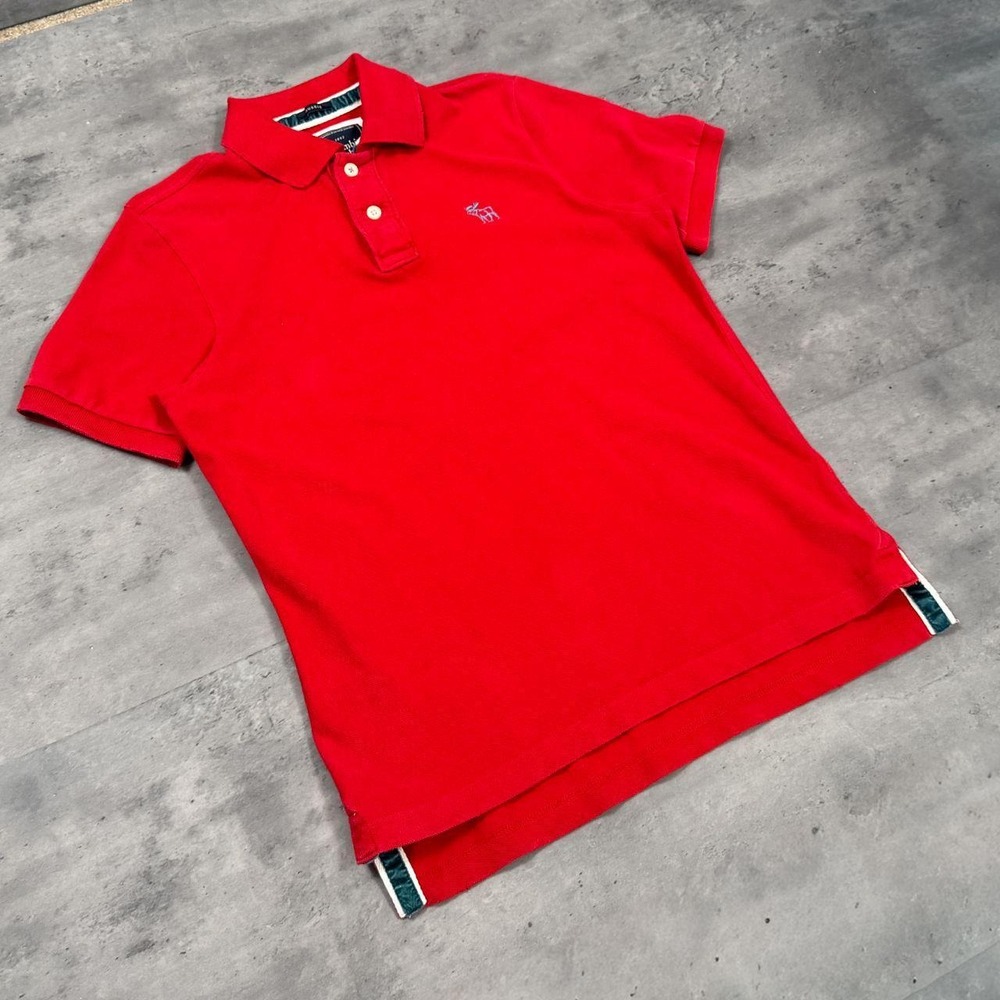 Y2K 2000's 00's Abercrombie & Fitch Moose Head Red Short Sleeve Polo Shirt